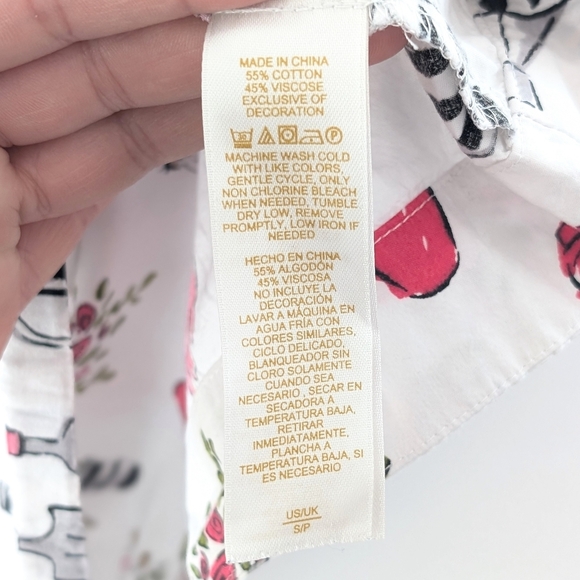 Kate Spade Women's Whimsical Garden Print Button Down Shirt Top - Size Small - Picture 8 of 9